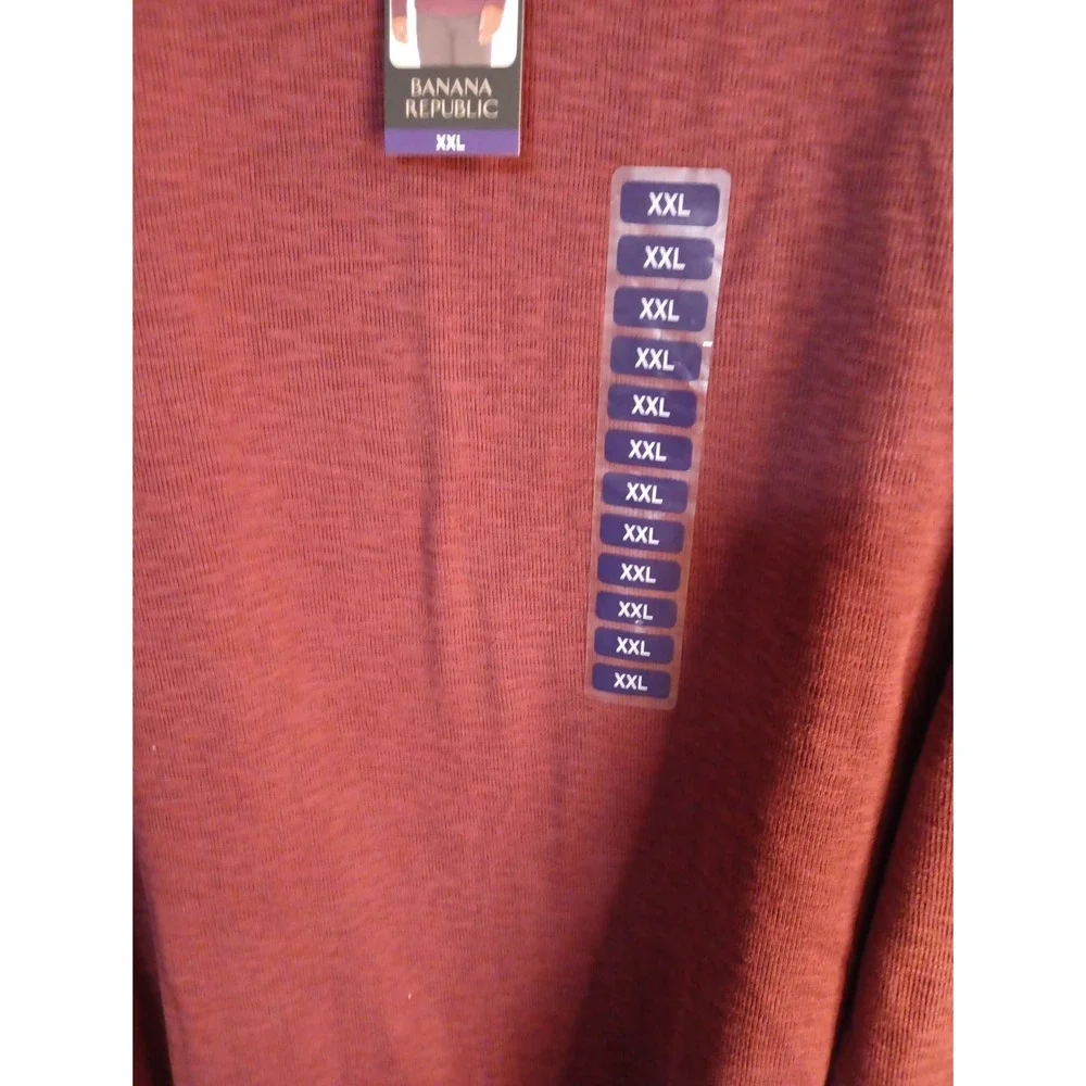 NEW MENS XXL BANANA REPUBLIC LONG SLEEVE DOUBLE KNIT CREW NECK SHIRT Burgandy